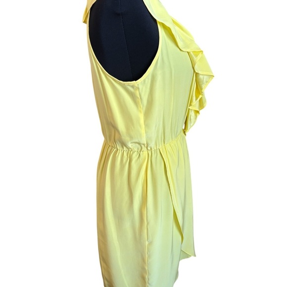 Amanda Uprichard Women’s 100% Silk Mini Dress Yellow Ruffled Cocktail Med NWT - Picture 7 of 10